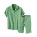 Men's Clothing Commerce Foreign Trade New Men's Large Size Solid Color Short Sleeved Shirt Summer Casual Suit Lapel Men's Suit_viptrois.com