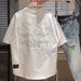Men's Clothing New Heavy Embroidery Letter Round Neck Short Sleeve Men's Trendy Brand Loose Versatile Breathable Swallowtail T Shirt Bottoming Shirt_viptrois.com