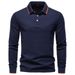 Men's Clothing Autumn Men's Long Sleeve T-Shirt Lapel Solid Color Versatile Men's Shirt Long Sleeve For Formal & Casual_viptrois.com