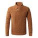 Men's Business Casual Knit Sweater With Turn-Down Collar, Slim Fit Pullover For Autumn & Winter, Warm & Stylish, Machine Washable_viptrois.com