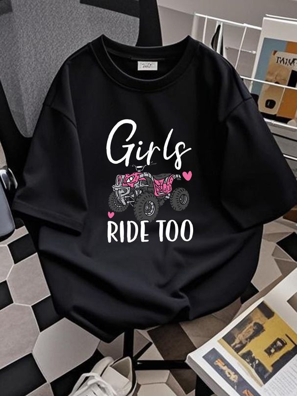 Girls Ride Too Quad Princess Quad Bike Offroading ATV T-Shirt Designer Clothes Breathable Top For Everyday Wear Homme Versatile Unisex Stretched_viptrois.com