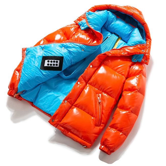 Men's & Women's Short Puffer Jacket With Shiny Finish, 100% White Duck Down, Workwear Style , Windproof & Machine Washable, For Extreme Cold Weather_viptrois.com