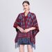 Shawl cape Lady's plaid cardigan with fringe plaid cape woolen coat_viptrois.com