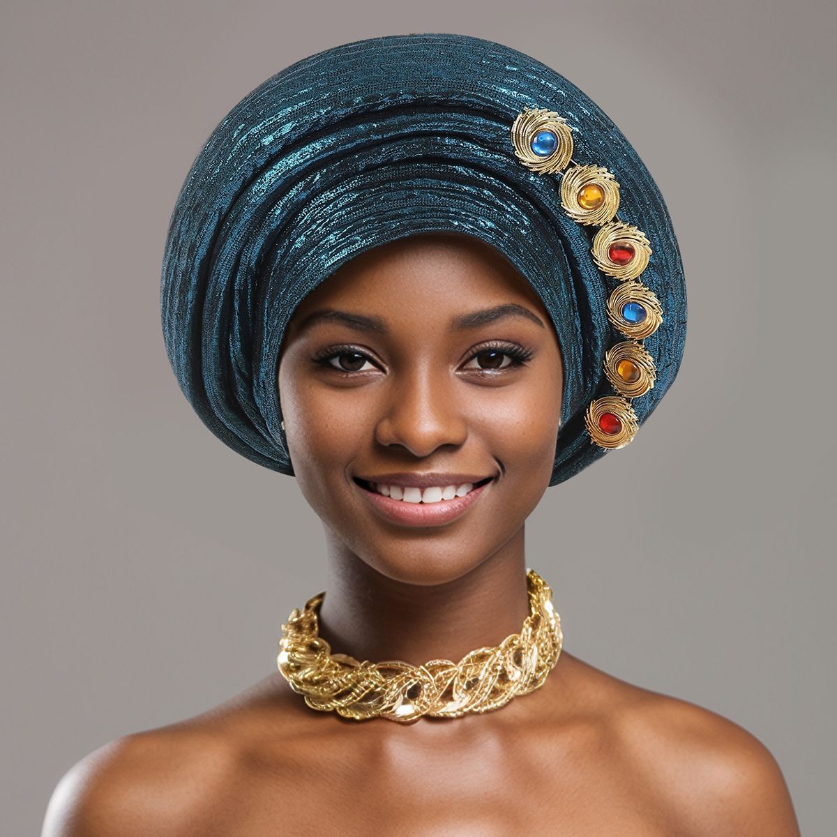 New Exaggerated Gold Stamped Shutters, Multi Layered Sponge Stacking, Colorful Side Accessories, African Turban Hat Bag_viptrois.com