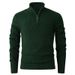 Pure Foreign Trade Cross-Border New Men's Knitted Solid Color Simple Stand Collar Half-Zip Casual Base Shirt Sweater_viptrois.com