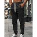 Men's Retro Casual Pants – Loose Fit Straight Leg Trousers With Drawstring Waist (Black, Grey, Beige, Navy, Red, S-XXXL)_viptrois.com