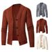 Loom Cross-Border Autumn Winter European And American Simple Solid Color Knitwear Trendy Plus Size Men's Cardigan_viptrois.com