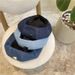 Metallic Denim Beret For Women, British Style, Large Head Circumference, Face Slimming Cloud Hat, Sweet Casual Octagonal_viptrois.com