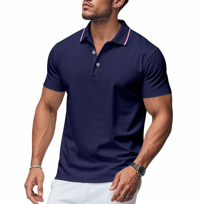 Cross-border Summer Hot Sale European Size Mesh Men's Polo Shirt Casual Golf Quick-dry Short Sleeve T-shirt Men_viptrois.com