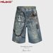 Men's Clothing Men's And Women's Spring And Summer New Old Retro Pants High Street Men And Women's Same Style 3D Scissors Printed Denim Shorts_viptrois.com