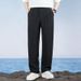 Men's Ice Silk Pants Summer Thin Loose Fit Straight Wide Leg Casual Long Dress Pants_viptrois.com