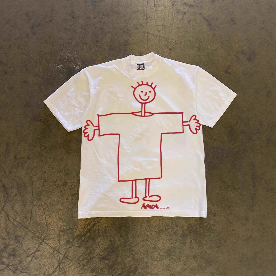250gsm Heavyweight Cotton T-Shirt | Oversized Fit With Minimalist Line Art Print | Unisex Streetwear Essential_viptrois.com