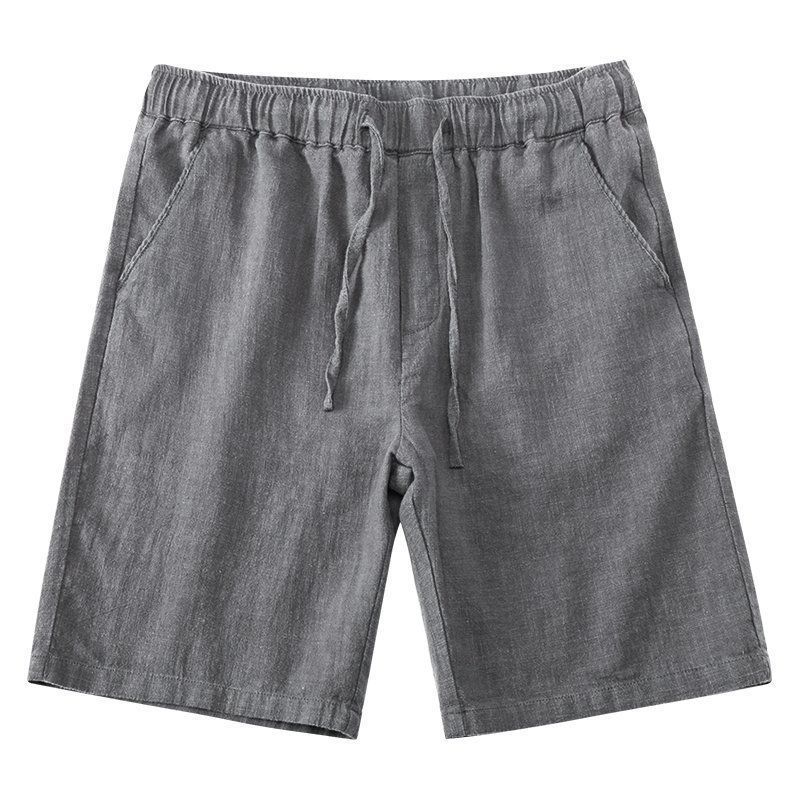Men's Clothing Summer Thin White Cotton And Linen Shorts Solid Color Loose Breathable Elastic Waist Straight Linen Casual Shorts_viptrois.com