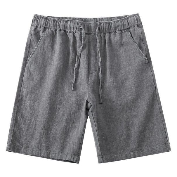 Men's Clothing Summer Thin White Cotton And Linen Shorts Solid Color Loose Breathable Elastic Waist Straight Linen Casual Shorts_viptrois.com