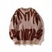Vintage Color-Block Women's Knit Sweater - Oversized Relaxed Fit, Unisex Casual Pullover, Soft Cotton Blend Fabric, Trendy Streetwear_viptrois.com
