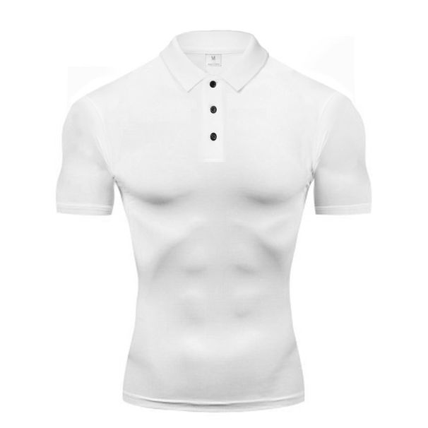 Men's Quick-drying Tights, Polo Shirts, Summer Lapels, Short-sleeved T-shirts, Quick-drying, High-elasticity, Ice Silk, Running Training Clothes_viptrois.com
