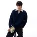 Men's Smart-Casual Layered Collar Sweater – British-Inspired Knit Pullover With Faux Two-Piece Design, Soft Polyester Blend For Winter_viptrois.com