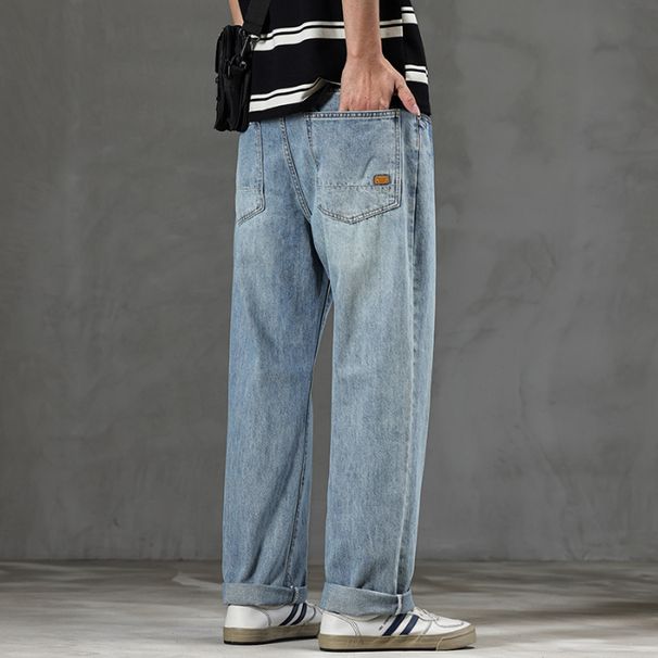 New Spring Jeans Men's Harlan Loose Trendy Brand American Retro Washed Double Craft Medium Waist Large Size Youth_viptrois.com