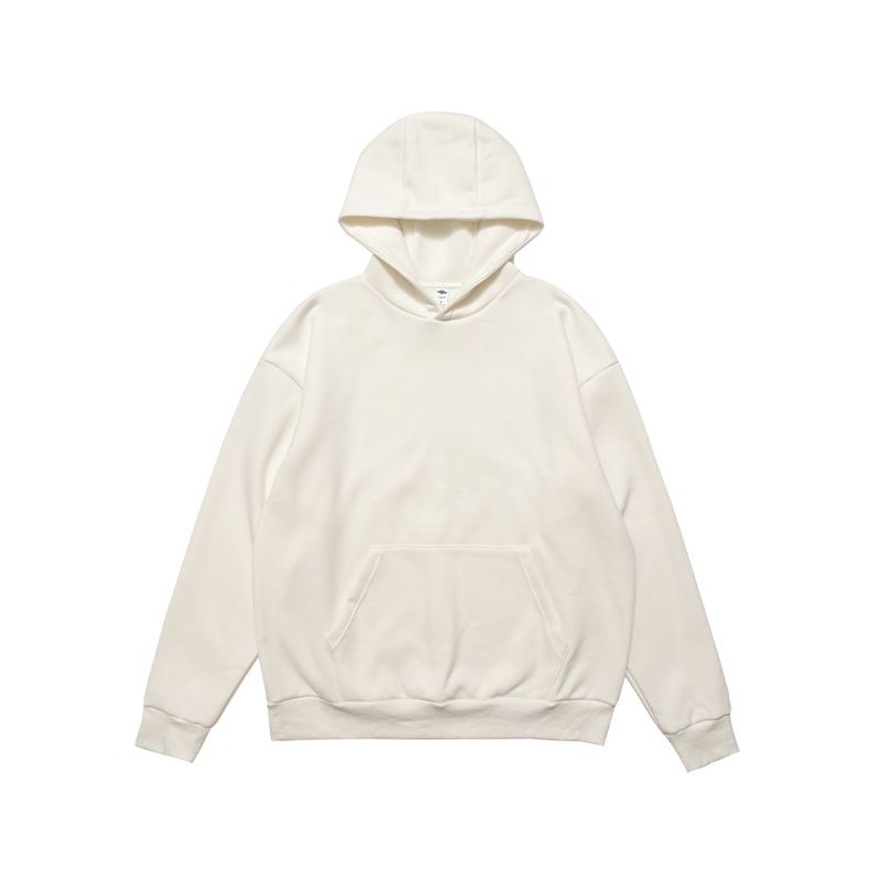 Autumn Winter Fleece Lined Hooded Sweatshirt Unisex American Street Style Crew Neck High-Quality Solid Color_viptrois.com
