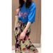 Women's clothing 2023 new Marni blue graffiti print loose short sleeved t-shirt women's summer slim niche top_viptrois.com