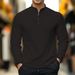 Pure Pure Cross-Border Independent Station Autumn Winter American Style Simple Casual Men's Loose Jacquard Stand Collar Half-Zip_viptrois.com