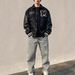 Men's Retro Baseball Jacket – Oversized Vintage Style With Contrast Color & Embroidered Details, Streetwear Outerwear_viptrois.com