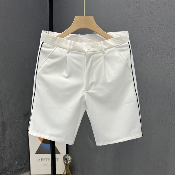 Men's Clothing Summer Casual Suit Shorts Men's Handsome Big Pants 2023 Outer Wear Striped Five Point Trousers Trendy Mid Length Pants_viptrois.com