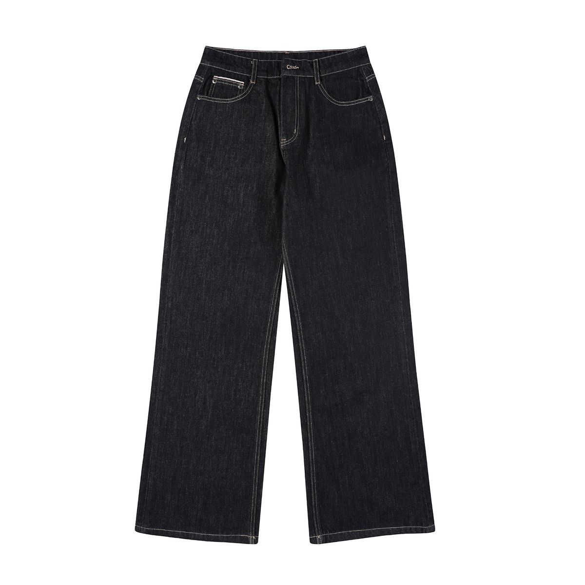 Men's Clothing & Archer0603 & Fleece Lined Thick Retro Raw Denim Black Jeans Wide Straight Leg Pants Loose, Versatile, Colorfast_viptrois.com