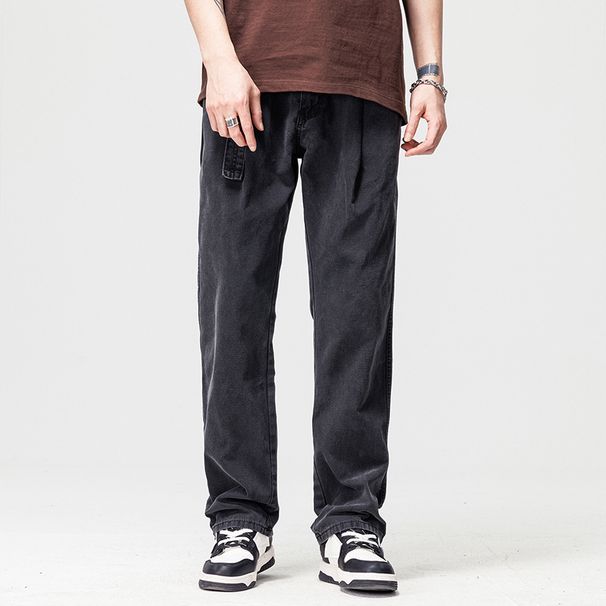 Casual Denim Hipster Hip Hop Street Men's Pants Washed Jeans Retro Mop Fat Man Made Old Straight Leg Pants_viptrois.com
