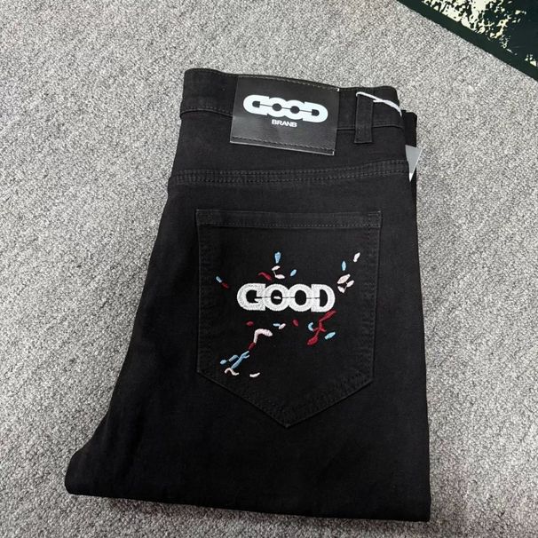 High-quality, Light-luxury GD New Model Colorful Pocket Embroidered Jeans For Men, Slim Fit, Skinny, Stretchy, Casual_viptrois.com