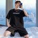 Men's Clothing Summer T Shirt Jacquard Sports Casual Suit Men's Spot Loose Short Sleeved Shorts Two Piece Suit_viptrois.com