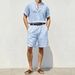 Summer Men's Linen Short Sleeve Shirt And Shorts Set Stand Collar Breathable Casual Two-Piece Vacation Style Clothing_viptrois.com