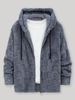 "Men's Fleece Zip-Up Hoodie - Winter Plaid Lined Jacket, Warm & Stylish, Double Patch Design, Casual Outerwear (Black/White/Grey/Blue/Apricot)"_viptrois.com