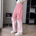 2533 Pink Gradient Ripped Straight Pants New Children's Miscellaneous European And American Jeans_viptrois.com