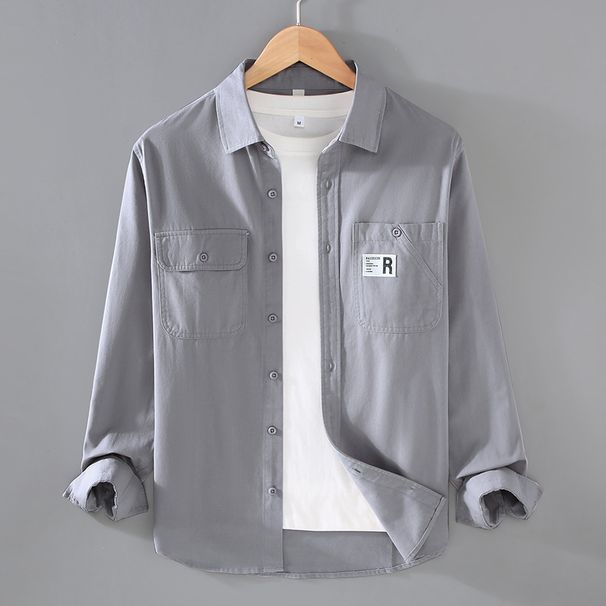 Workwear Shirt Style Jacket Men's Spring And Autumn Loose Autumn Casual Trend Long Sleeved Shirt_viptrois.com