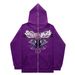 Hoodie Sweatshirt Gothic High Street Full Zipper Oversized Unisex Streetwear Y2 Jacket_viptrois.com