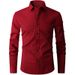 Men's Clothing Men's Slim Fit Long Sleeve Dress Shirt - Formal & Casual Solid Color Wedding Office Business Shirt - Breathable Polyester Blend_viptrois.com