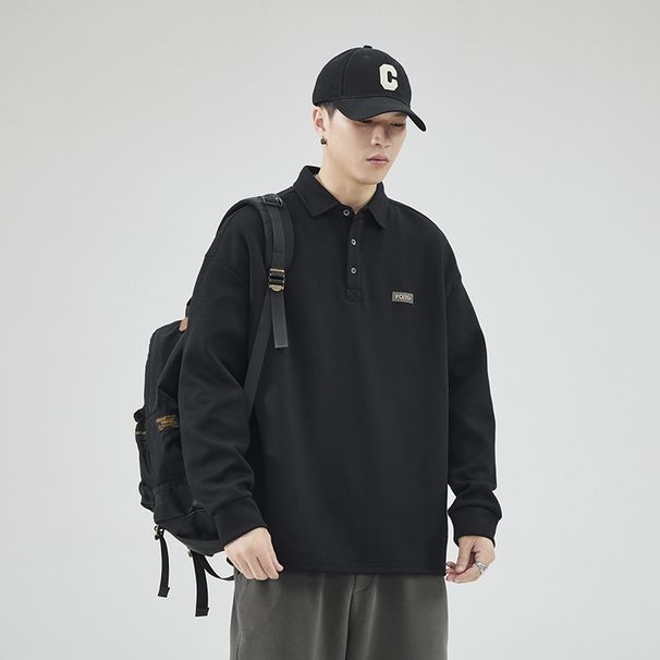 Pure Pure Pishi Vintage Sweatshirt Polo Collar Men's Autumn Loose High-end Feel Top American Oversize Large Size Jacket_viptrois.com