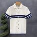 Men's Stripe Knit Polo Shirt Breathable Mesh Short Sleeve Casual Loose Fit Summer Top Comfort-Optimized Loose Fit_viptrois.com