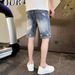 Men's Clothing Casual Straight Trousers Half Pants Five Point Pants Ripped Denim Shorts_viptrois.com