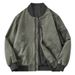 Men's Cotton Short Bomber Jacket Military Style Casual Flight Jacket With Stand Collar For Spring & Autumn (Light Army Green, Khaki, Olive Green)_viptrois.com