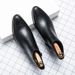 Men's Fashion Pointed Toe Chelsea Boots Vintage Distressed Leather Ankle Boots For Casual Wear, Slip-On Design With Rubber Sole, Mid Heel (3-5cm)_viptrois.com