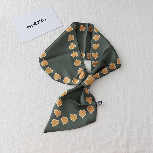 Creative perforated small silk scarf for girls, love, versatile temperament, small silk scarf, hairband, spring and autumn new decorative scarf_viptrois.com
