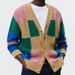 Men's Knit Cardigan Sweater - V-Neck Long Sleeve Open Front Casual Pullover For Men, Trendy Jacquard Pattern, Lightweight Polyester,_viptrois.com