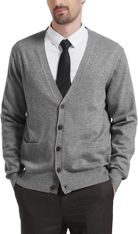 Men's Wool Blend Knit Cardigan V-Neck Long Sleeve Slim Fit Pullover Sweater For Autumn Casual Wear_viptrois.com