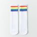 Fashion Socks For Children White Colorful Rainbow Striped Mid Tube Cotton Socks Hip Hop Style Matching Socks Student Performance Socks_viptrois.com