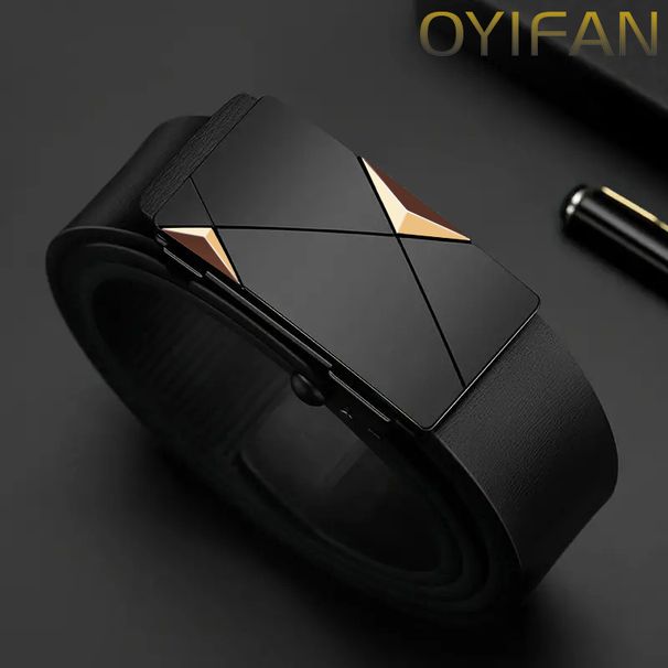 OYIFAN Mode Hommes Ceinture Hommes En Cuir Véritable Ceinture Automatique Boucle Cliquet Ceinture Réglage Aléatoire_viptrois.com