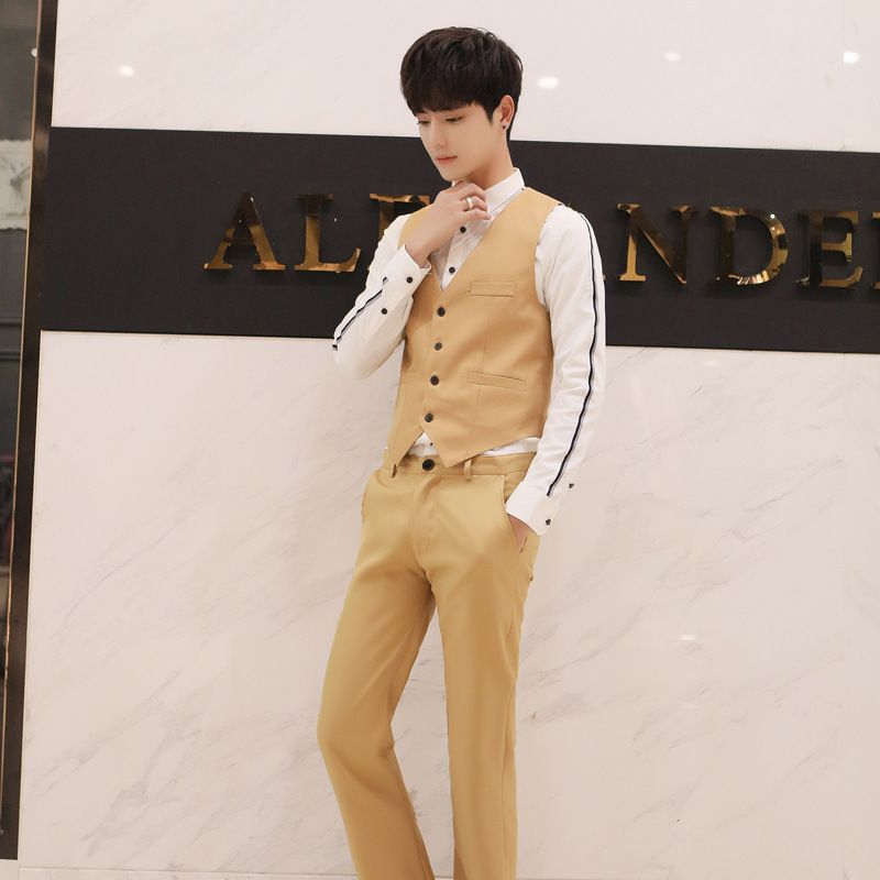 Men's Clothing Groomsmen Dress Vest Business Casual Suit Men's Vest Style Slim Vest_viptrois.com