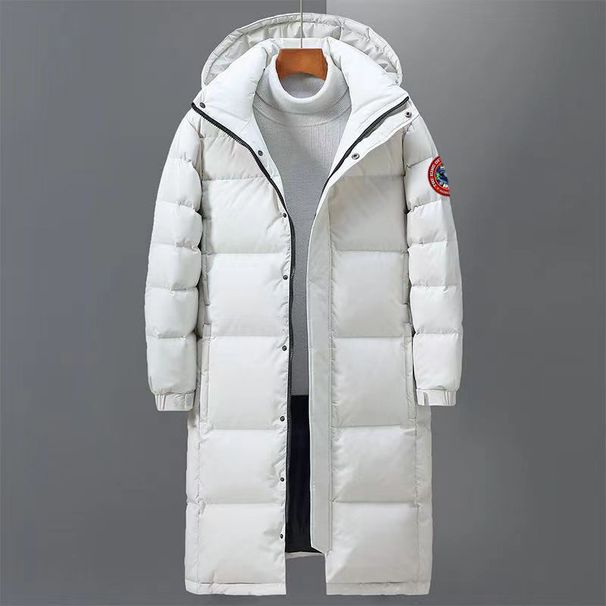 24 New Cross Border Winter Men's Cotton Coat Couple Long Thick Warm Hooded Simple Fashion Youth Trend Coat_viptrois.com