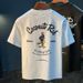 American Loose Men's Short T-shirt, Trendy Quality Printed Thin Top, Breathable Pure Cotton Summer_viptrois.com